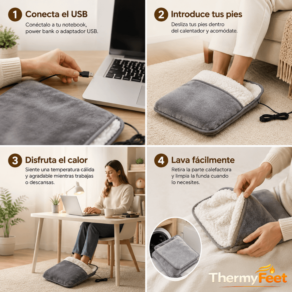 Calor Suave Para Tus Pies: Calienta Pies Eléctrico USB ThermyFeet / 2da unidad 50%OFF