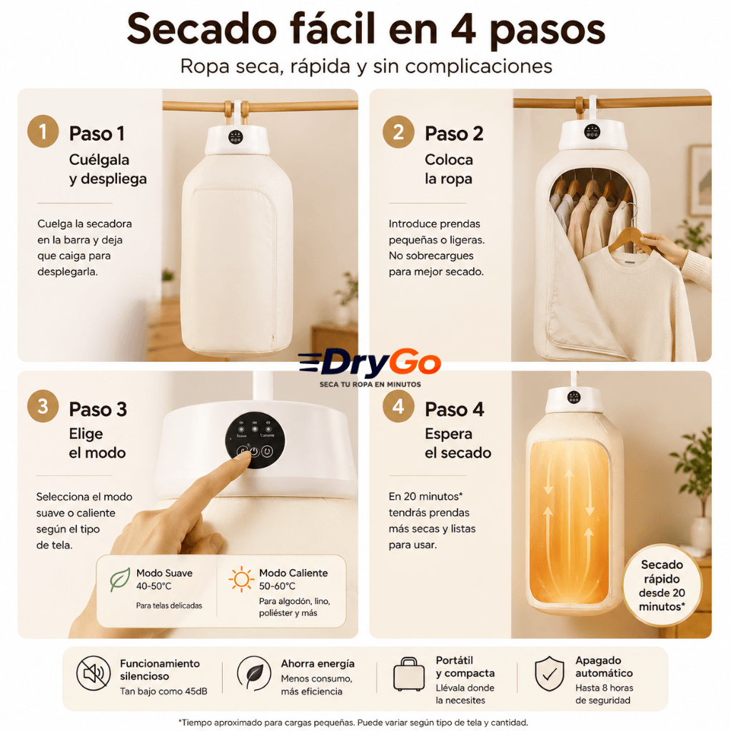 Secadora Ropa Portátil DryGo - Seca tu ropa en minutos/ 2da unidad 50%OFF