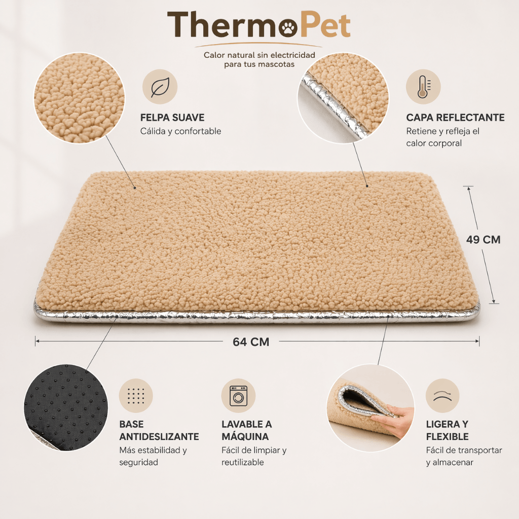 Calor natural sin cables para tus mascotas Manta ThermoPet / 2da unidad 50% OFF