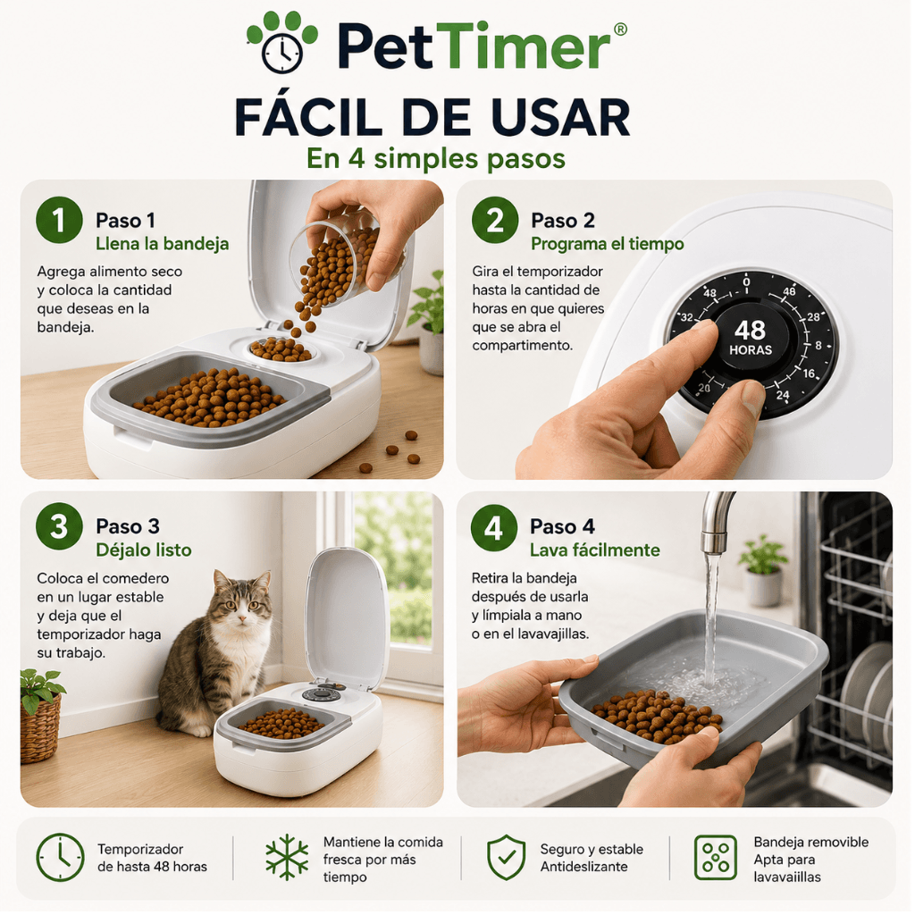 Alimenta aunque no estés: Comedero Programable Automático PetTimer™ /2da unidad a mitad de precio