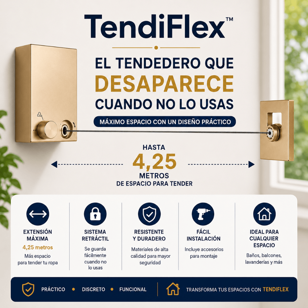 Tiende y recupera tu espacio: Tendedero Retráctil TendiFlex™ / 2do par con 50%OFF