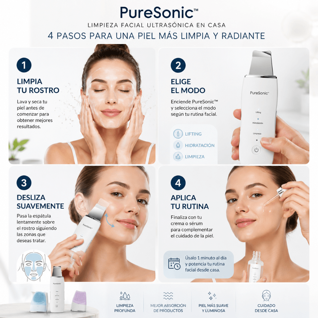 Limpieza Facial Ultrasónica en casa PureSonic™ /2da unidad 50%OFF