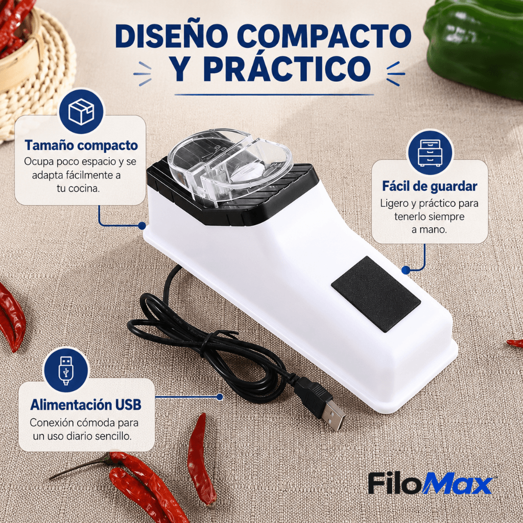 Recupera el filo de tus cuchillos y tijeras en segundos: Afilador Eléctrico FiloMax™ - 2da unidad 50%OFF