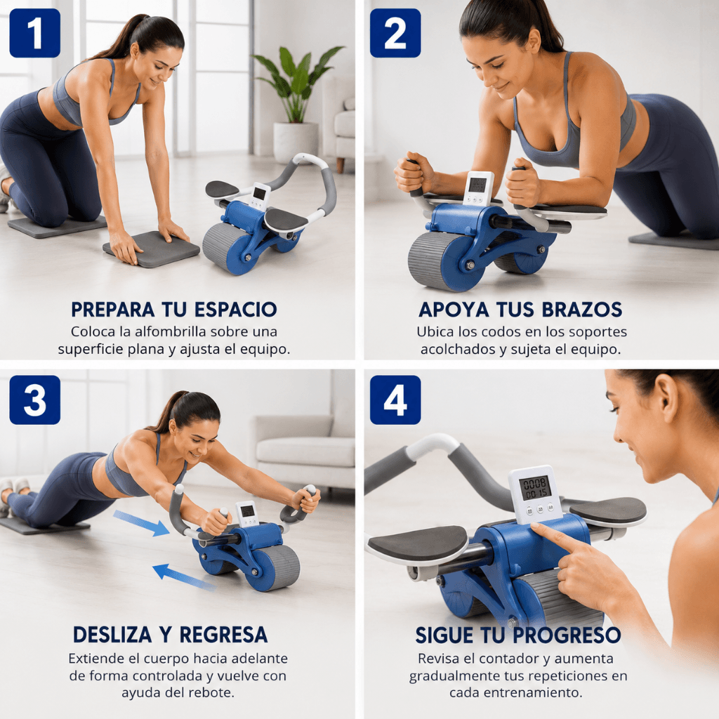 Fortalece tu abdomen desde casa - Rueda Abdominal con Rebote Automático: CoreRoll Pro/ 2da unidad 50% OFF