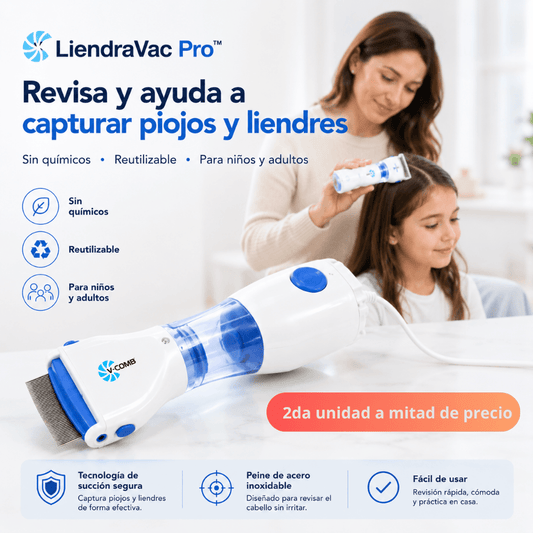 Elimina piojos y liendres rápido y sin químicos: Peine Eléctrico LiendraVac Pro / 2da unidad 50% OFF