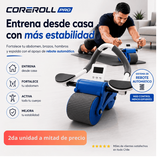 Fortalece tu abdomen desde casa -  Rueda Abdominal con Rebote Automático: CoreRoll Pro/ 2da unidad 50% OFF