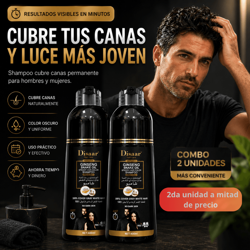 Cubre tus canas en minutos desde casa: Shampoo cubre canas Disaar /2da unidad 50% OFF