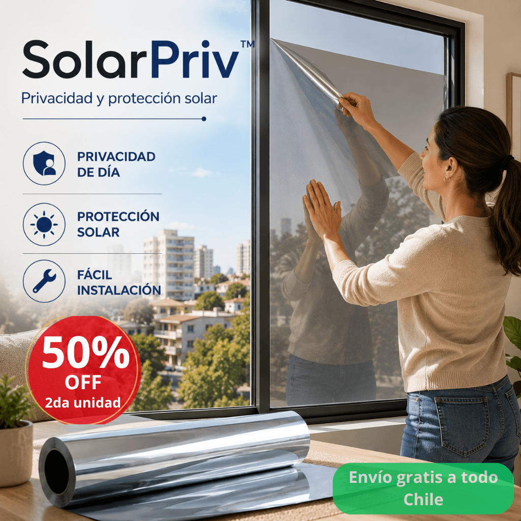Privacidad y protección solar: Adhesivo Anti UV SolarPriv™  (5m largo x 60 cm ancho) / 2da unidad 50% OFF