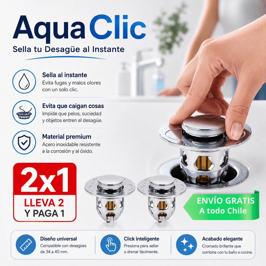Sella tu Desagüe al Instante: Tapón Núcleo con Rebote AquaClic - Oferta 2x1