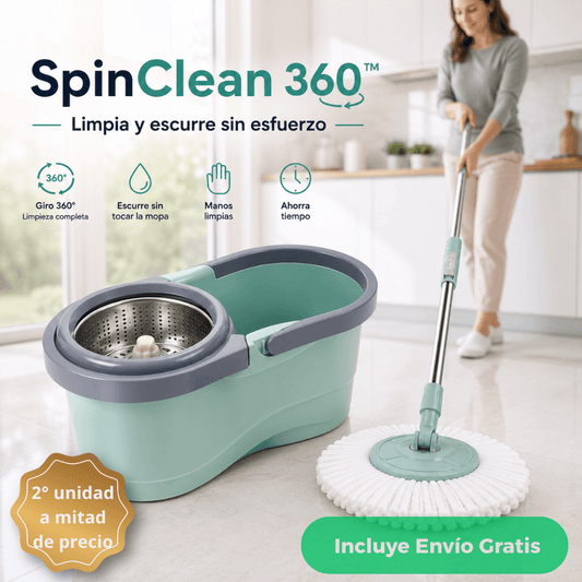 Limpia y escurre sin esfuerzo: Mopa giratoria SpinClean 360™ /2da unidad 50%OFF