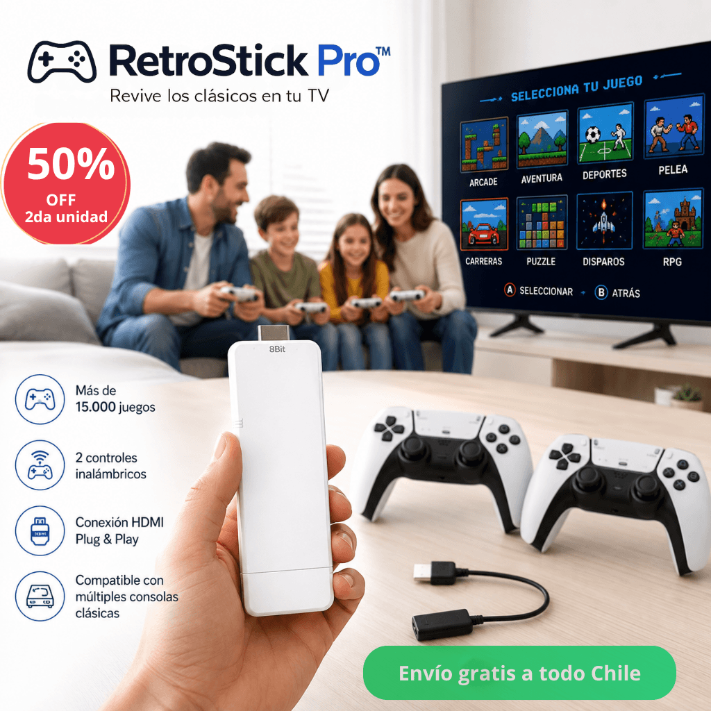 Revive los clásicos en tu TV: Consola  RetroStick Pro™  M15 - 50%OFF 2da unidad