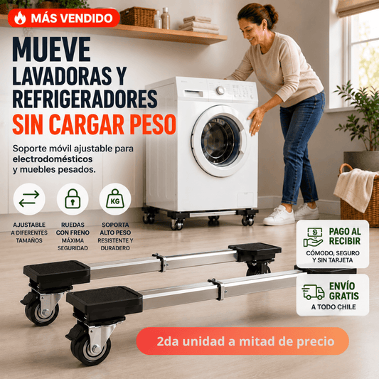 Mueve tus electrodomésticos pesados sin esfuerzo y sin rayar el piso: Soporte electrodomésticos/ 2da unidad 50% OFF