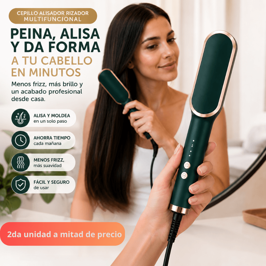Menos frizz al instante - Cepillo Alisador Rizador 3 en 1:  LuminaBrush / 2da unidad 50%OFF
