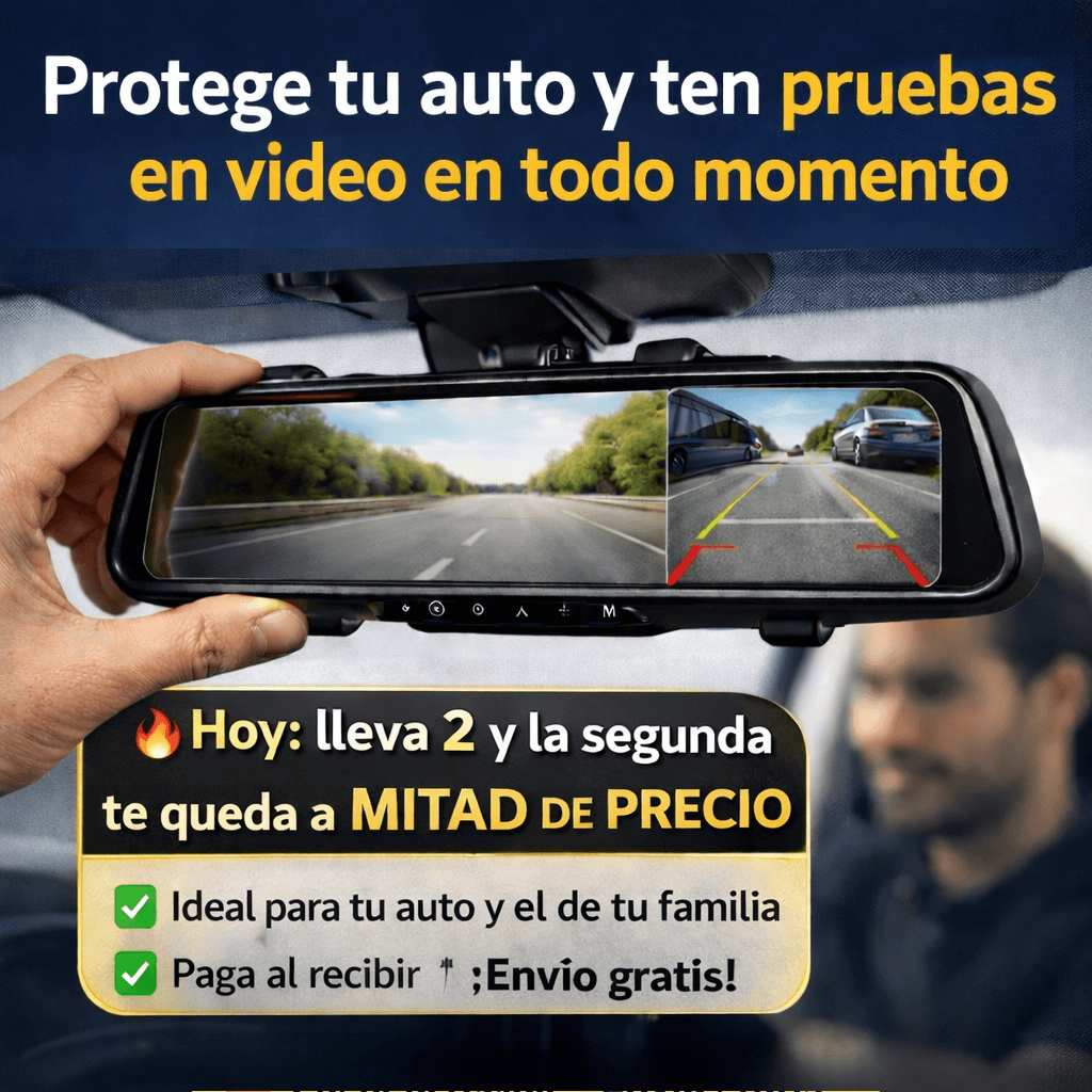 Protege tu auto y ten pruebas en video en todo momento: Retrovisor con Cámara delantera y trasera