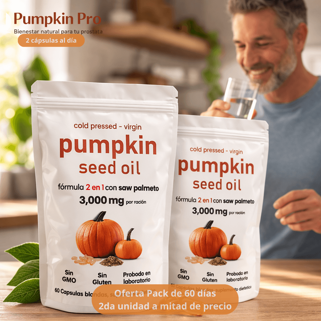 Cuida tu bienestar prostático  - Aceite de semilla de calabaza + Saw Palmetto - 2 unidad 50%OFF