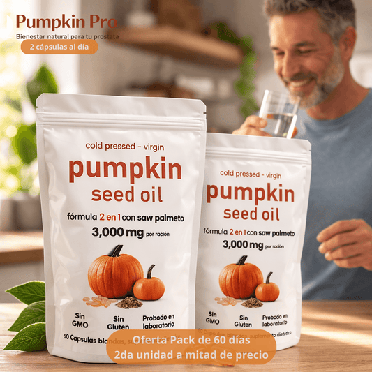Cuida tu bienestar prostático  - Aceite de semilla de calabaza + Saw Palmetto - 2 unidad 50%OFF