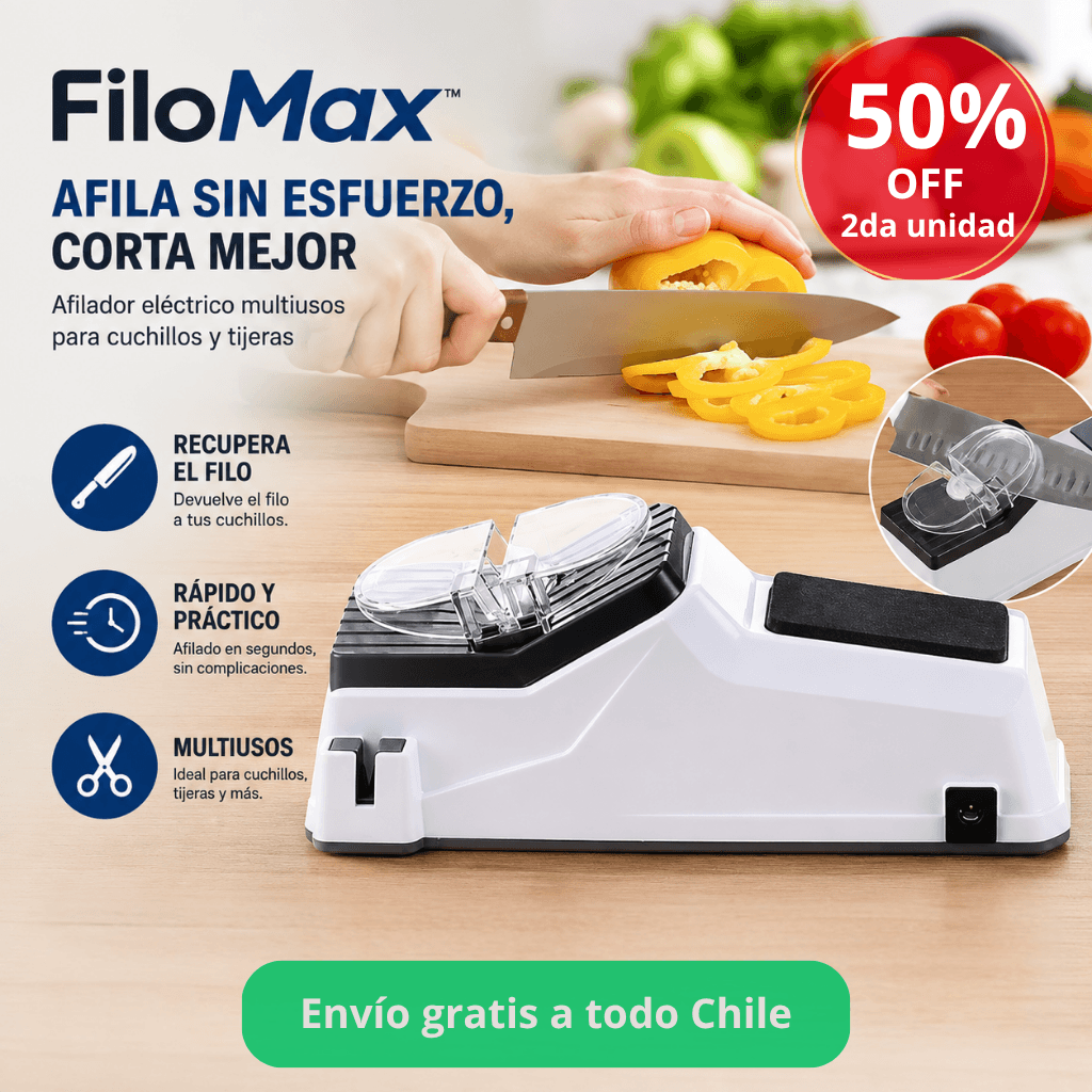 Recupera el filo de tus cuchillos y tijeras en segundos: Afilador Eléctrico FiloMax™ - 2da unidad 50%OFF