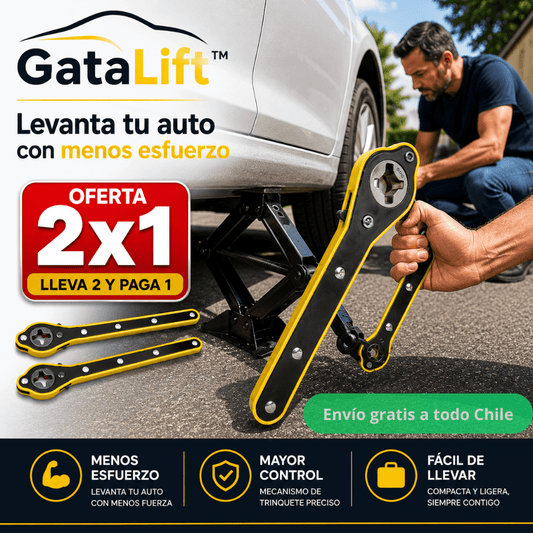 Levanta tu auto con menos esfuerzo: Llave de Trinquete GataLift™ - Oferta 2x1