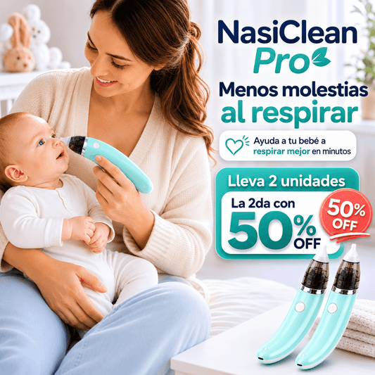 Menos molestias al respirar - Aspirador Nasal de Bebé NasiClean Pro / Oferta Pack 2 unidades, 2da con 50%OFF