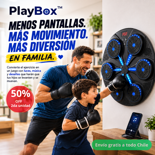 Convierte el ejercicio en diversión: Máquina de Boxeo con Bluetooth y guantes PlayBox™ - 50% OFF 2da unidad