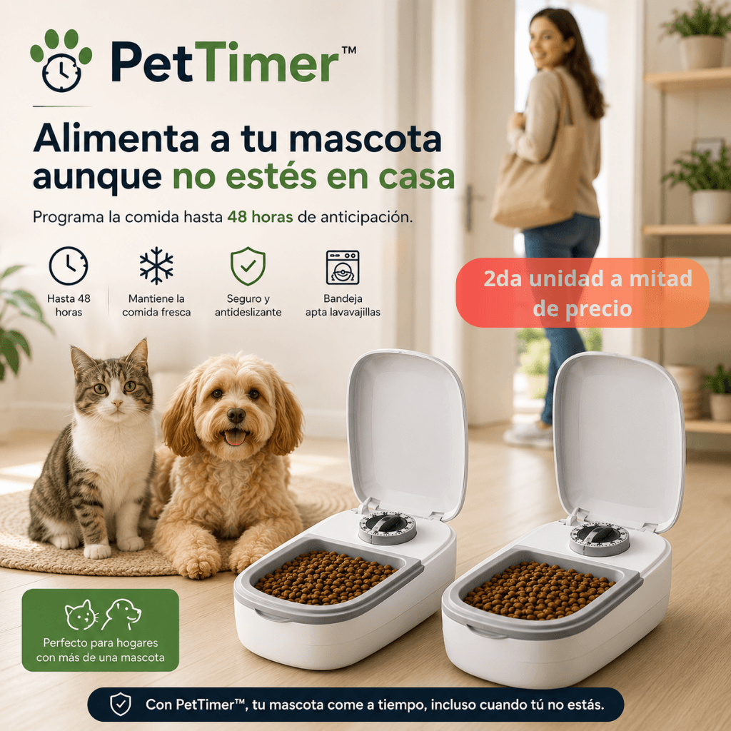 Alimenta aunque no estés: Comedero Programable Automático PetTimer™ /2da unidad a mitad de precio