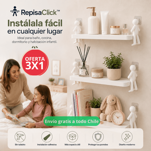 Instálala fácil en cualquier lugar: RepisaClick™ / Oferta Pack 3x1