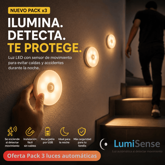 Luz automática al detectar movimiento LumiSense / Oferta Pack 3 unidades