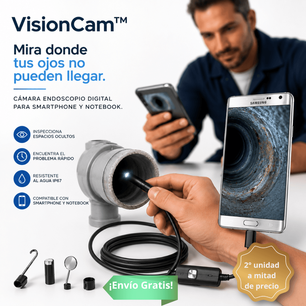 Mira dónde tus ojos no pueden llegar: Cámara Endoscópica VisionCam™ /2da unidad 50%OFF