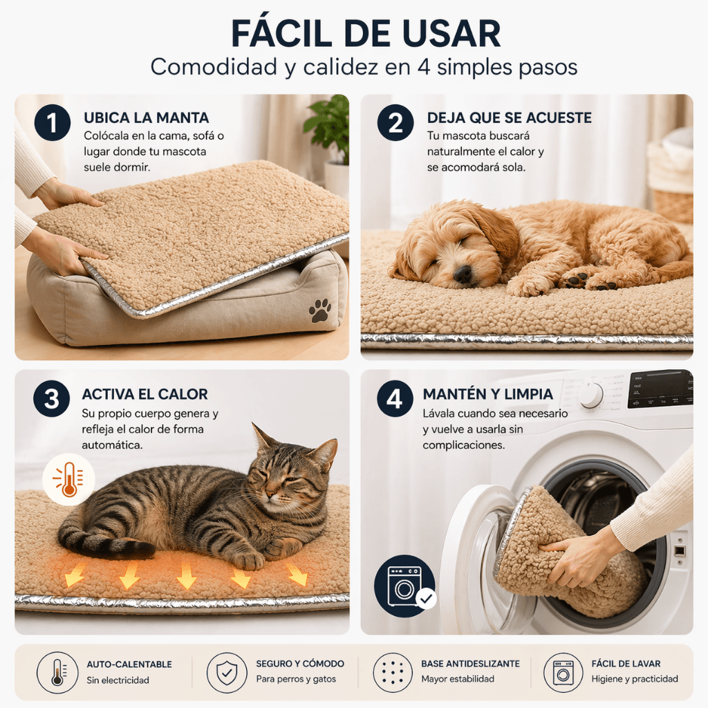 Calor natural sin cables para tus mascotas Manta ThermoPet  / 2da unidad 50% OFF