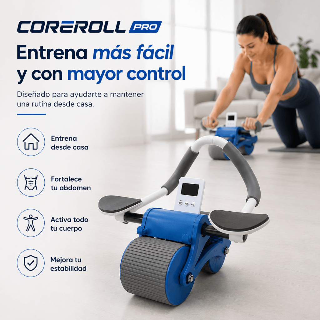 Fortalece tu abdomen desde casa -  Rueda Abdominal con Rebote Automático: CoreRoll Pro/ 2da unidad 50% OFF