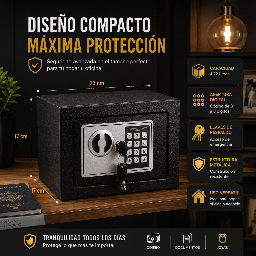 Protege lo que más valoras: Caja Fuerte Digital SafeLock Pro / 2da unidad 50% OFF