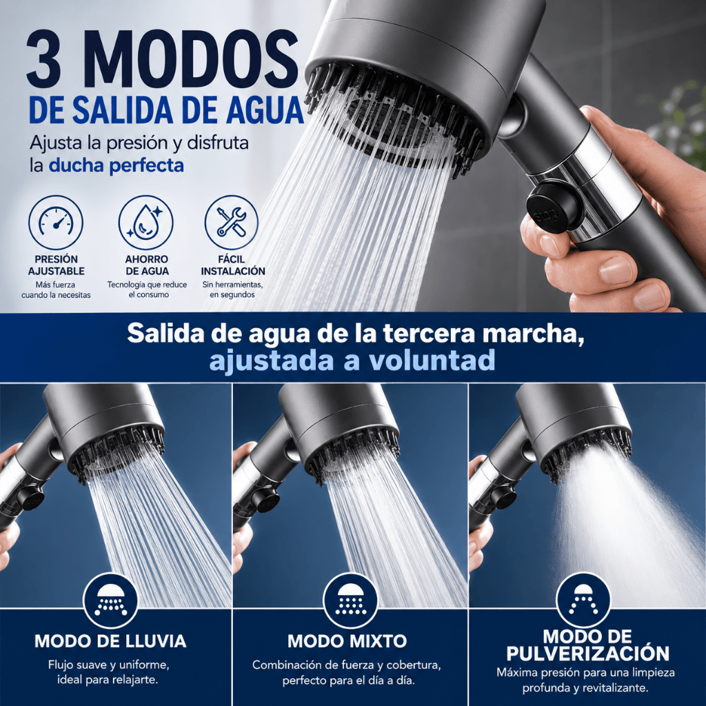 Más Presión al Instante: Cabezal de Ducha Alta Presión AquaForce / Oferta 2x1
