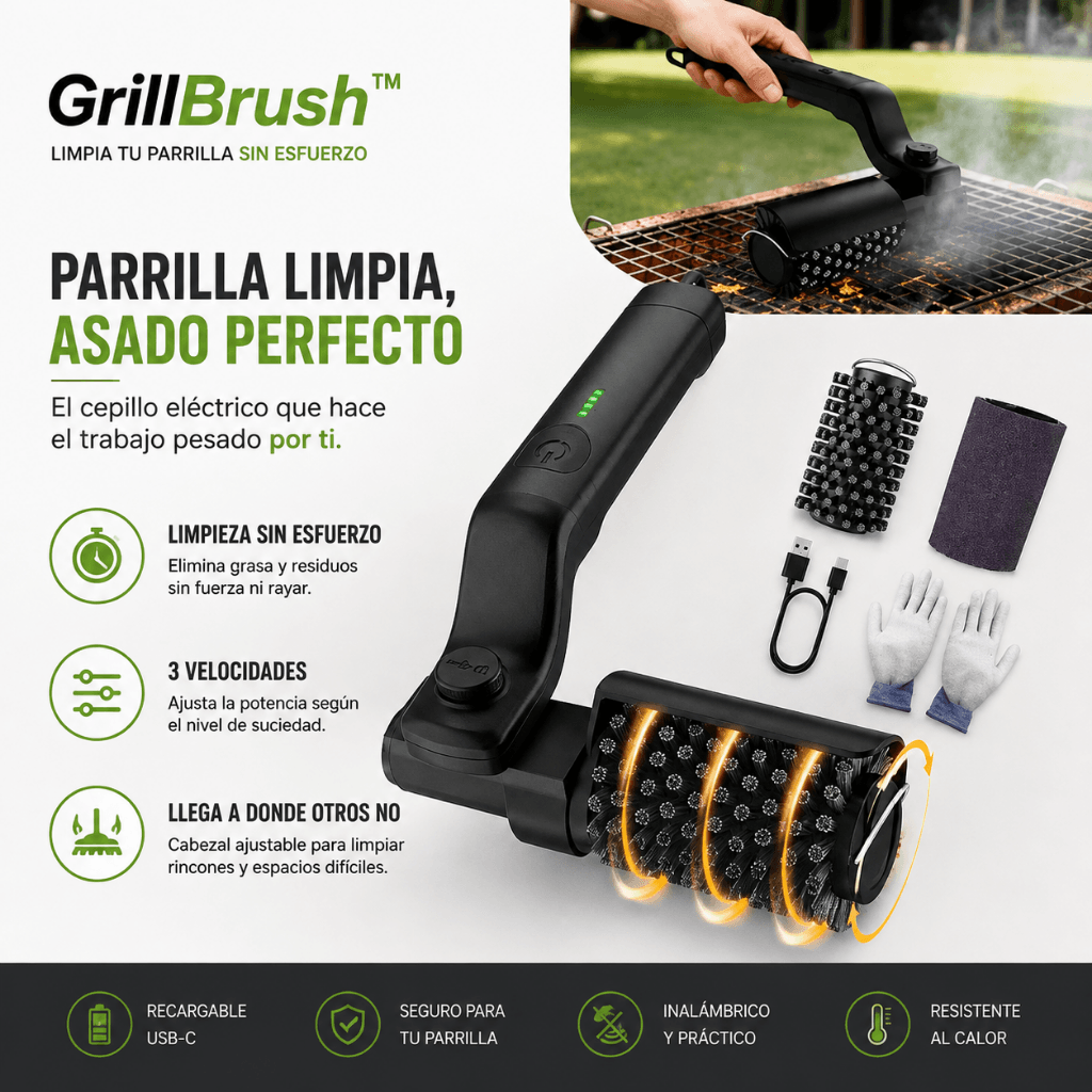 Limpia tu parrilla sin esfuerzo: Cepillo GrillBrush™ - 2da unidad 50%OFF