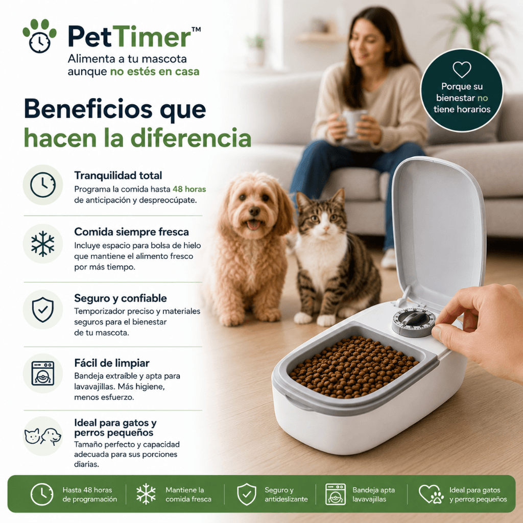 Alimenta aunque no estés: Comedero Programable Automático PetTimer™ /2da unidad a mitad de precio