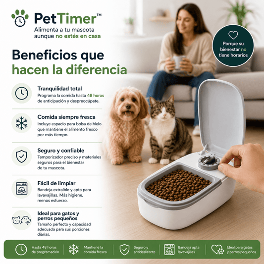 Alimenta aunque no estés: Comedero Programable Automático PetTimer™ /2da unidad a mitad de precio