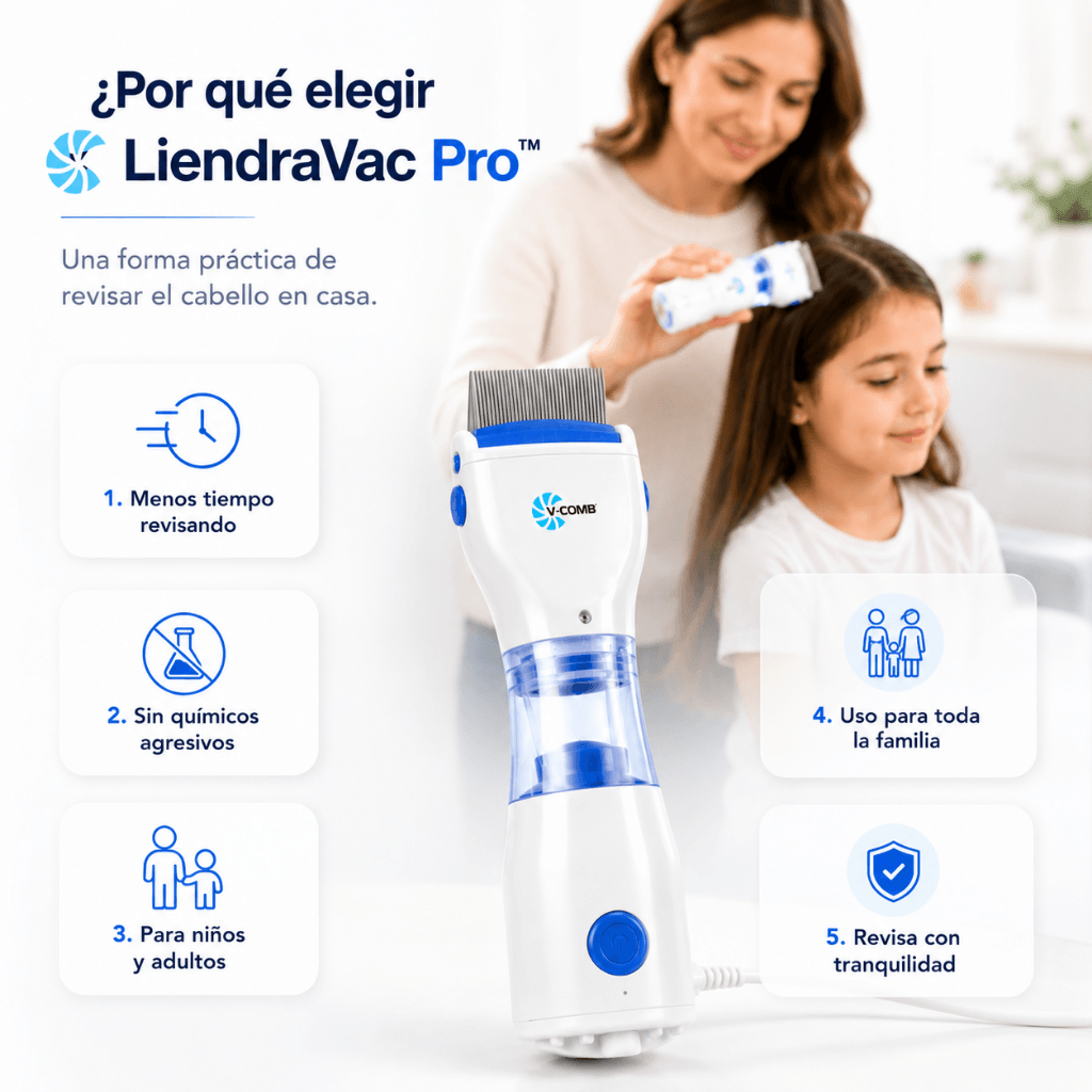 Elimina piojos y liendres rápido y sin químicos: Peine Eléctrico LiendraVac Pro / 2da unidad 50% OFF