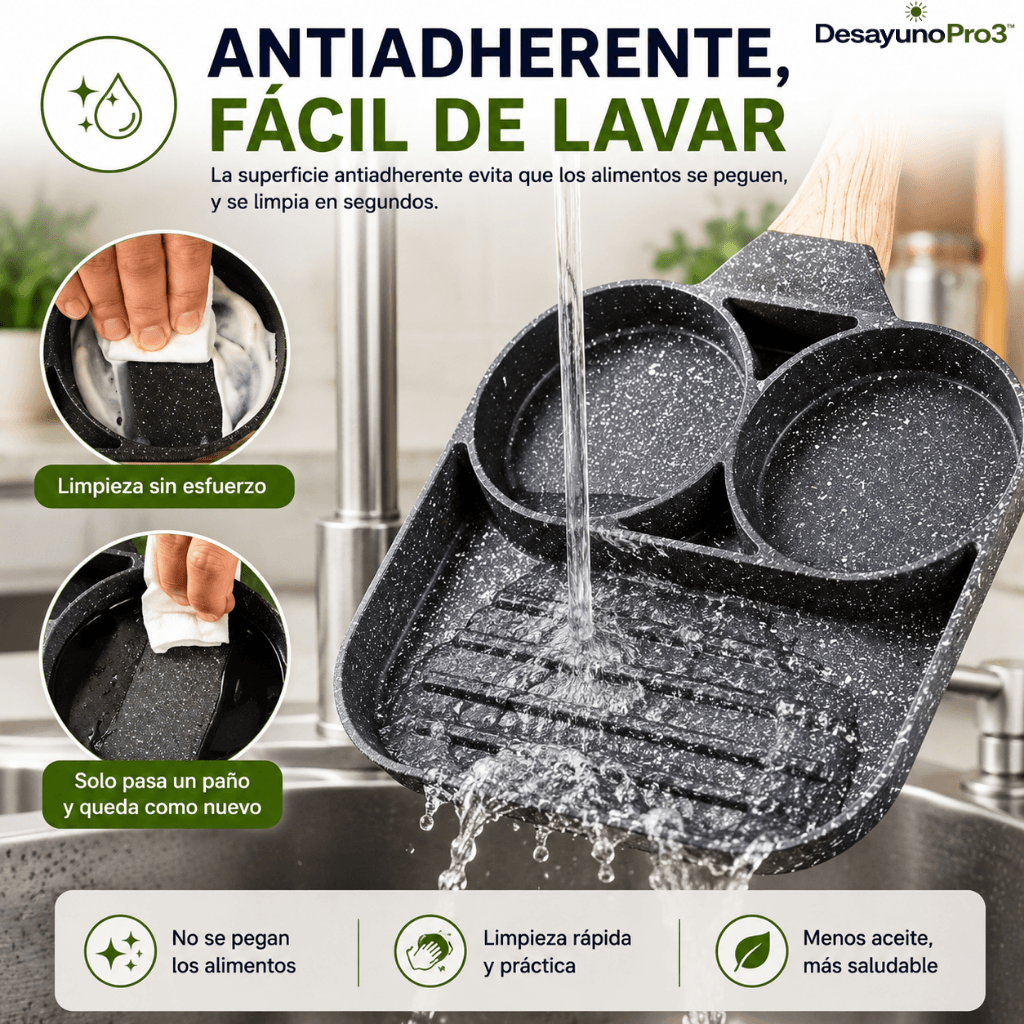 Prepara más en menos tiempo: Sartén Antiadherente 3 en 1 DesayunoPro3™ /2da unidad 50%OFF