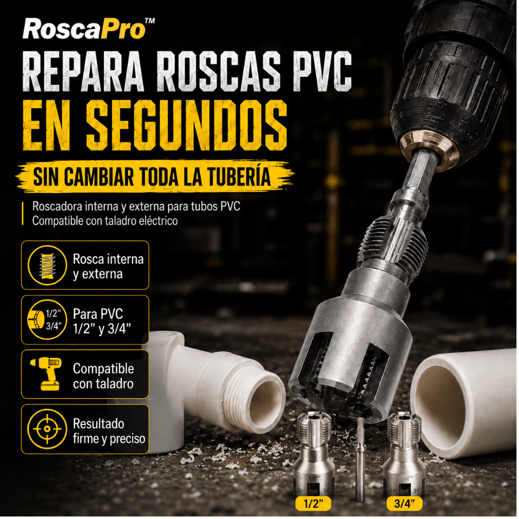 Rosca tubos PVC  1/2 y 3/4 con tu taladro: RoscaPro™ - 2do kit 50%OFF