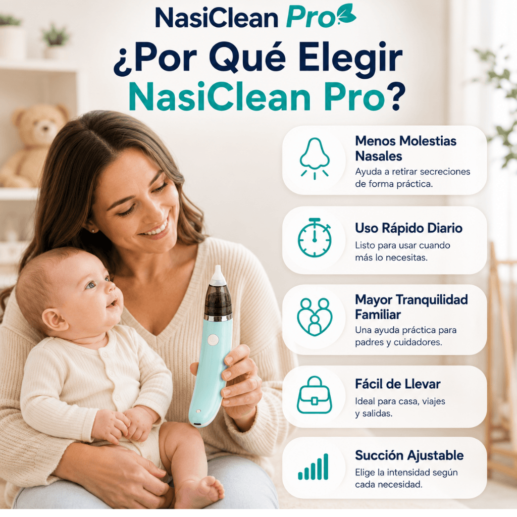 Menos molestias al respirar - Aspirador Nasal de Bebé NasiClean Pro / Oferta Pack 2 unidades, 2da con 50%OFF