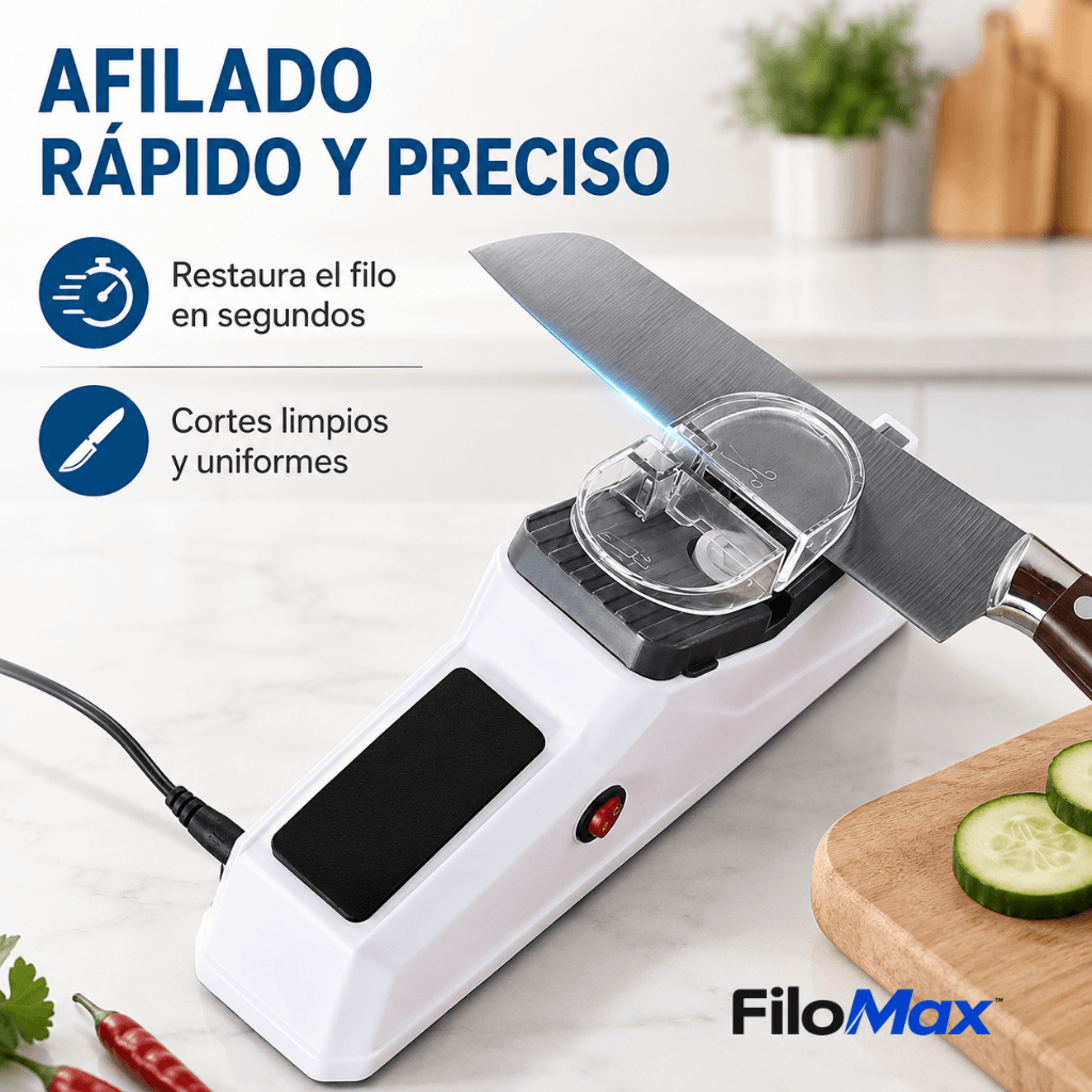 Recupera el filo de tus cuchillos y tijeras en segundos: Afilador Eléctrico FiloMax™ - 2da unidad 50%OFF