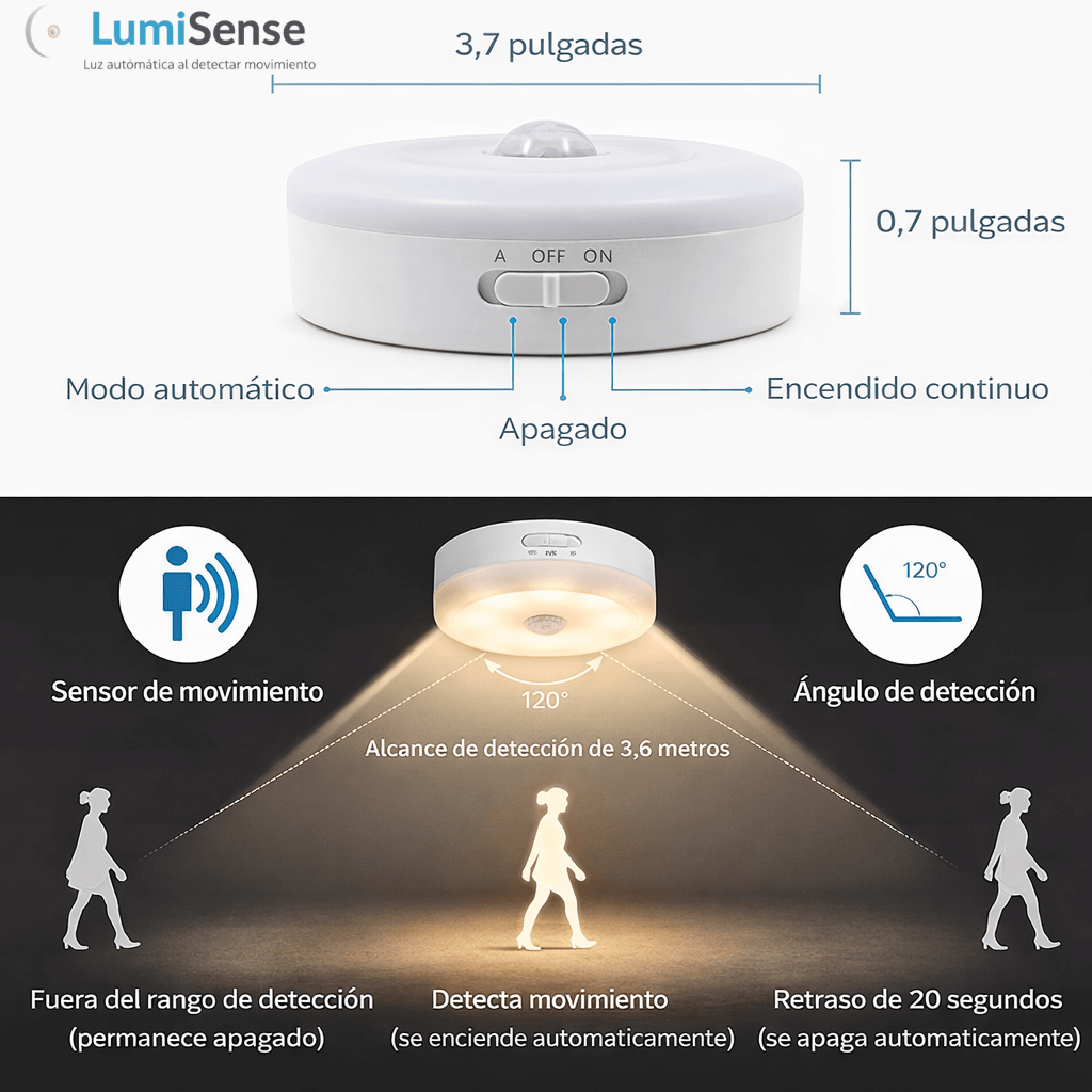 Luz automática al detectar movimiento LumiSense / Oferta Pack 3 unidades