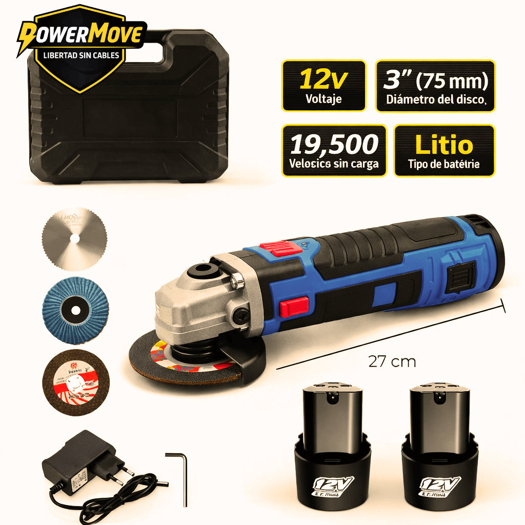Amoladora Angular PowerMove 12V - Trabaja con libertad y sin cables molestos