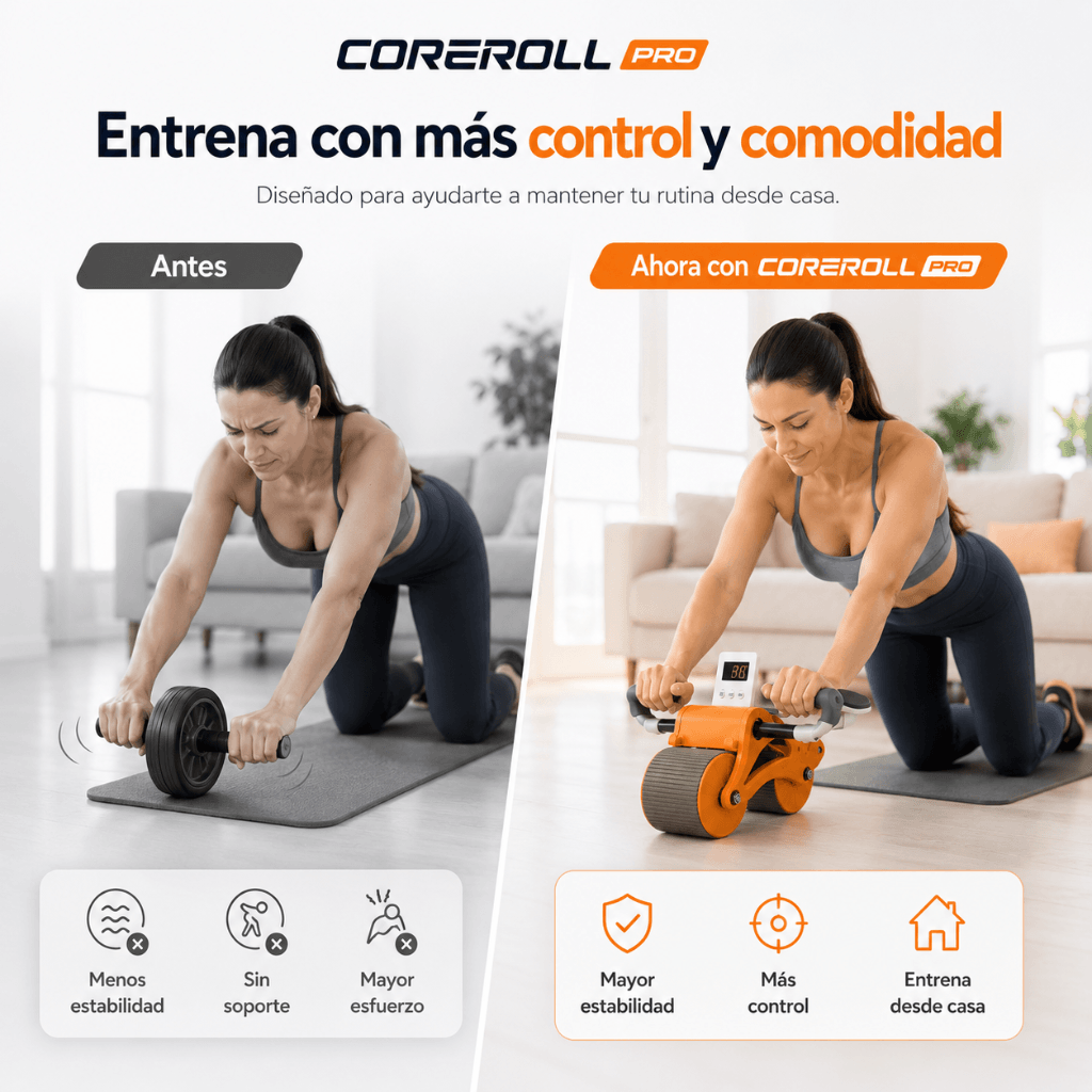 Fortalece tu abdomen desde casa -  Rueda Abdominal con Rebote Automático: CoreRoll Pro/ 2da unidad 50% OFF