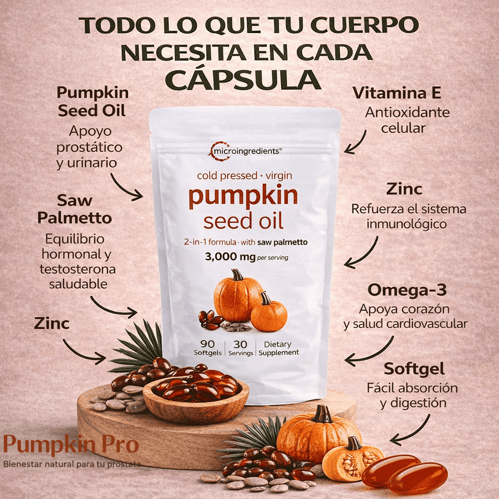 Cuida tu bienestar prostático  - Aceite de semilla de calabaza + Saw Palmetto - 2 unidad 50%OFF