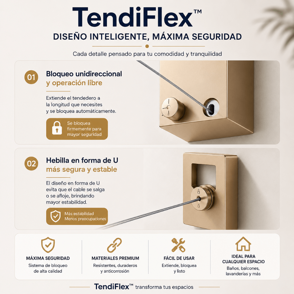 Tiende y recupera tu espacio: Tendedero  Retráctil TendiFlex™ / 2do par con 50%OFF