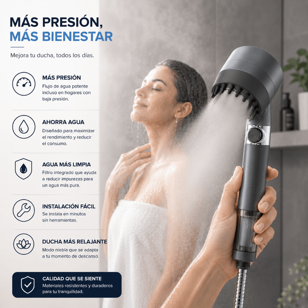 Más Presión al Instante: Cabezal de Ducha Alta Presión AquaForce / Oferta 2x1
