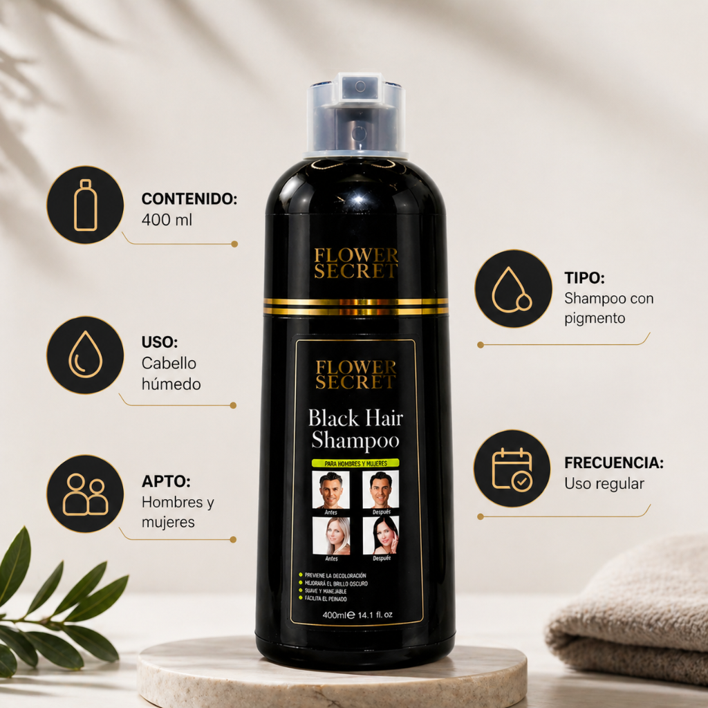 Cubre tus canas en minutos desde casa: Shampoo cubre canas Flower Secret /2da unidad 50% OFF