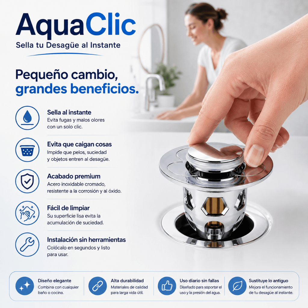 Sella tu Desagüe al Instante: Tapón Núcleo con Rebote AquaClic - Oferta 2x1