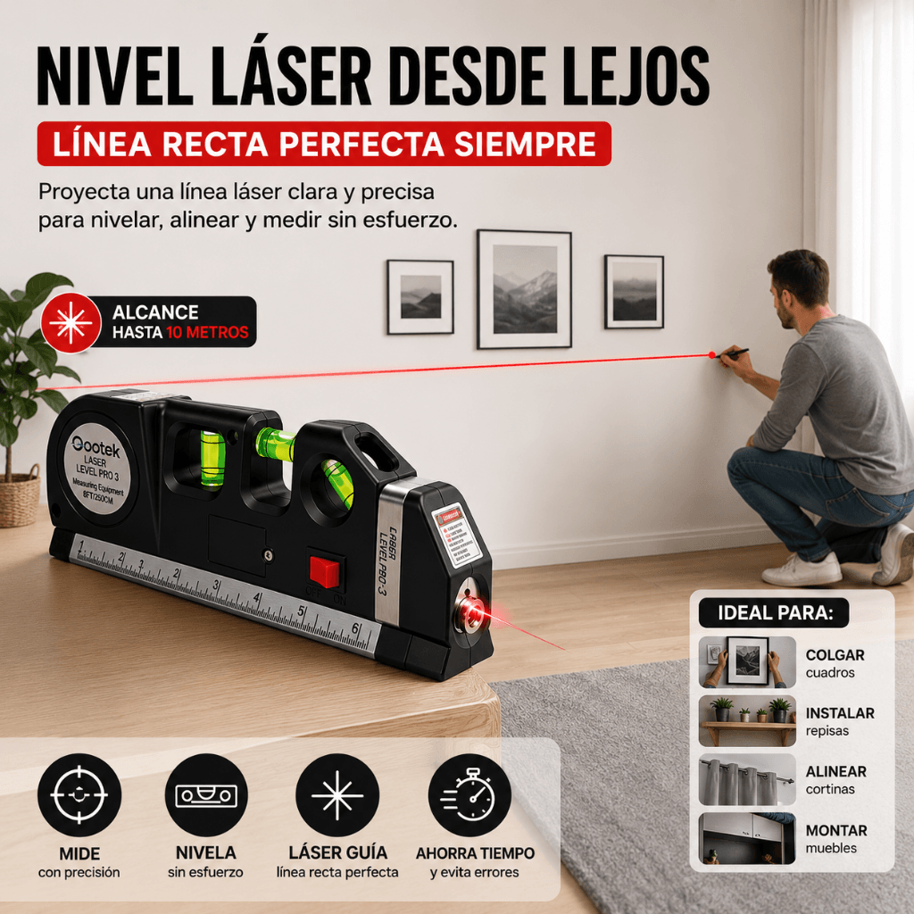 Mide y nivela con precisión - Metro nivel laser LaserLine Pro /2da unidad 50% OFF