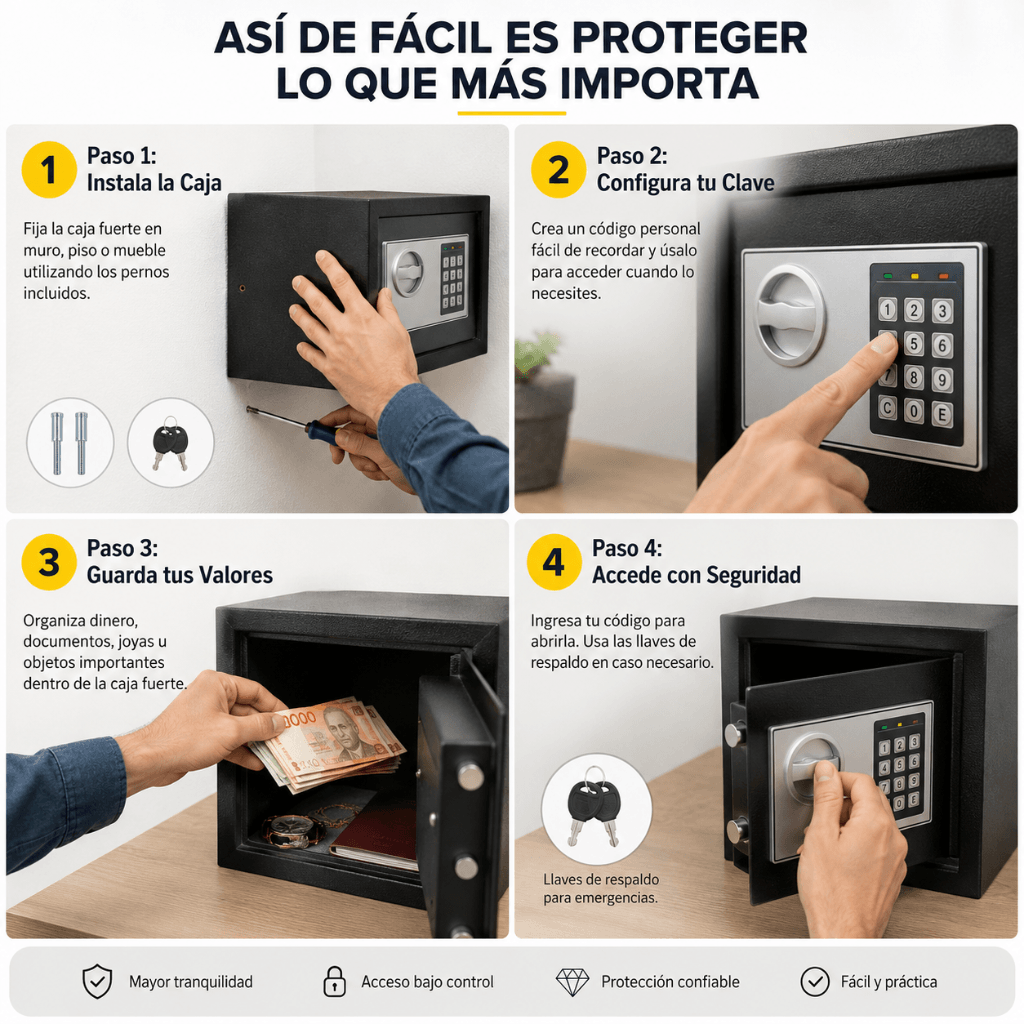 Protege lo que más valoras: Caja Fuerte Digital SafeLock Pro / 2da unidad 50% OFF